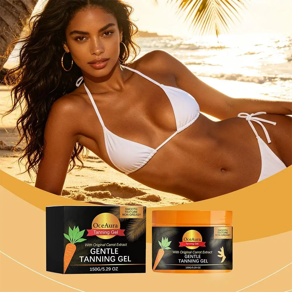 Gel Bronceador Suave No Grasoso de 150g con Aceite de Coco, Bronceado Natural, Cuidado Corporal, Extracto Original de Zanahoria, Gel Bronceador Delicado
