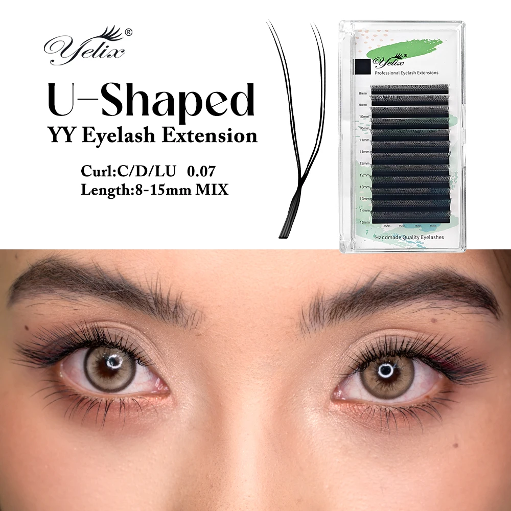 

Yelix U-shaped YY Eyelash Extension Premium Double Layer U Shape YY Lashes Ultra Soft Feather light False Mink Eyelashes