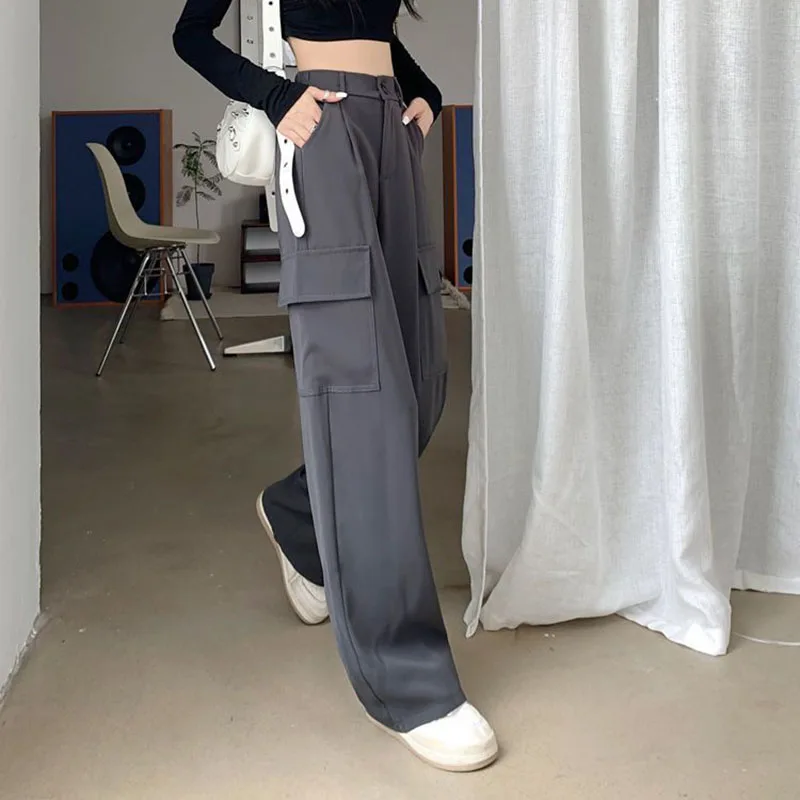 Casual High Waist Wide Leg Pants Baggy Korean Fashion Cargo Pantalones Spring Womens Streetwear Straight Trousers 2023 New