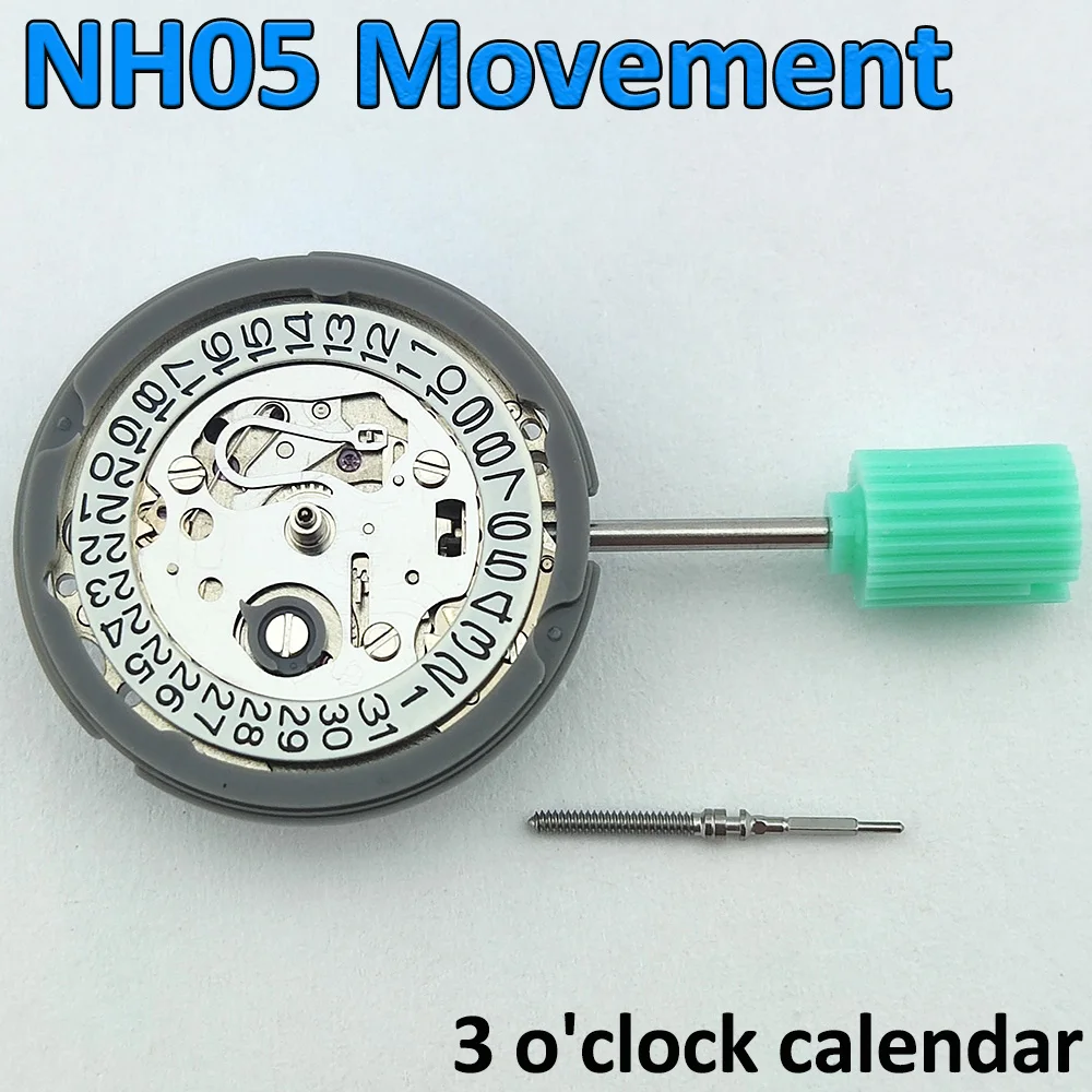 

Японский оригинальный механизм NH05, автоматический механический, высокая точность, 3 часа, белый календарь, автоматический механизм, сменный комплект NH05A