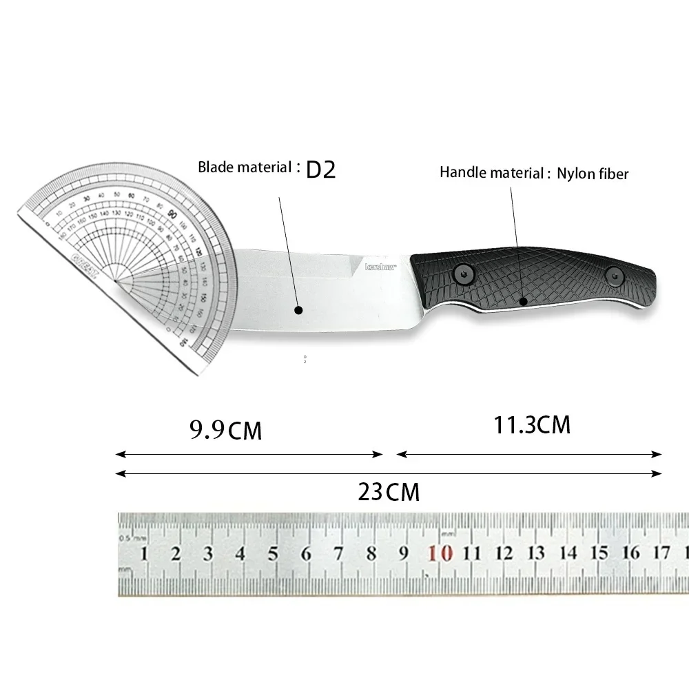 KS Camp 1083 Stonewashed Folding Knife FRN Handle D2 Steel Military Hunting Tactical POCKET EDC Tool with Sheath Outdoor Gear