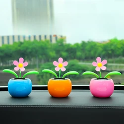 1 Pc Solar Powered Dancing Flower Car Dashboard Ornaments Swinging Toy Car Accessories Auto Interior Decoration Gifts for Friend