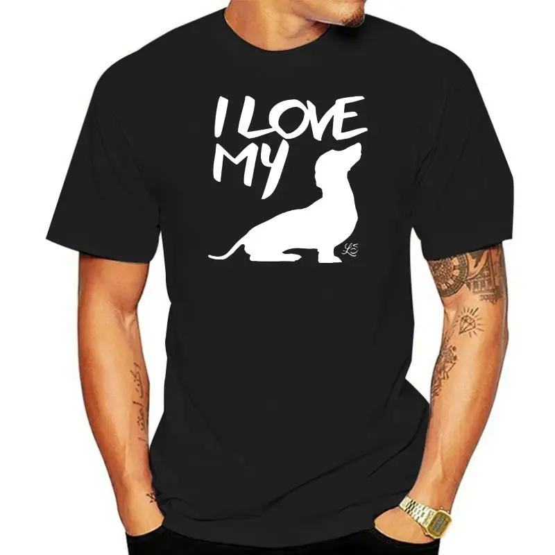 Nova moda verão nova camiseta regular masculina e feminina Dackel - Eu amo meu Dackel - Teckel - Dachshund Camiseta