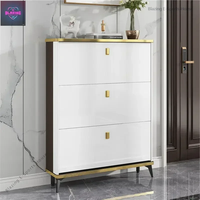 Light luxury ultra-thin flip shoe cabinet 17cm household mouth simple and economical large capacity with drawers small shoe rack