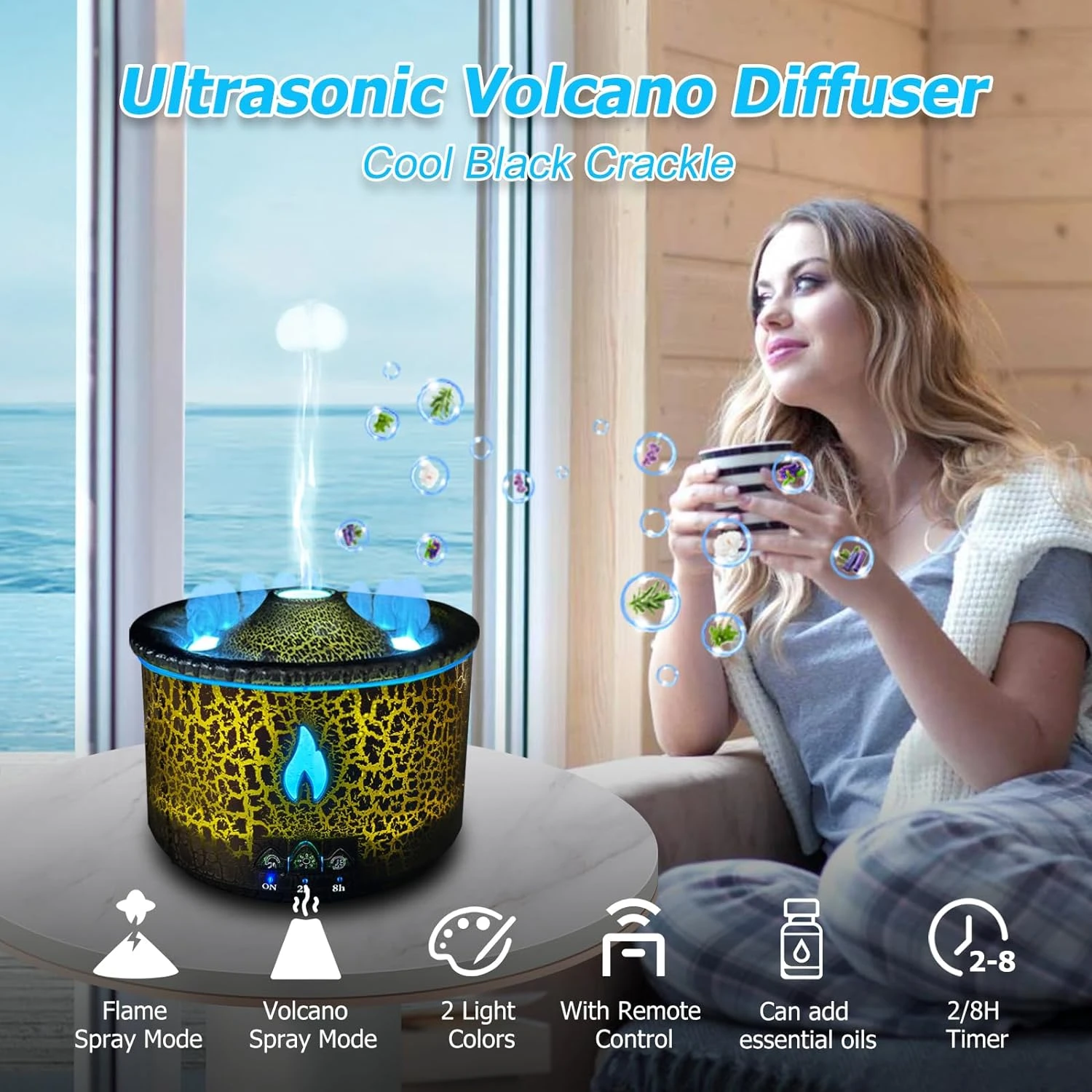 Transform your living space with the sophisticated and modern Volcano aromatherapy diffuser. Immerse yourself in its tranquil an