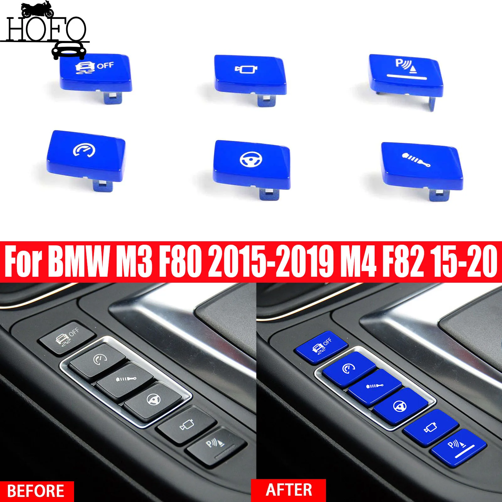 

Replace Gear Shift Button Cover For BMW M3 F80 2015-2019 M4 F82 2015-2020 Blue