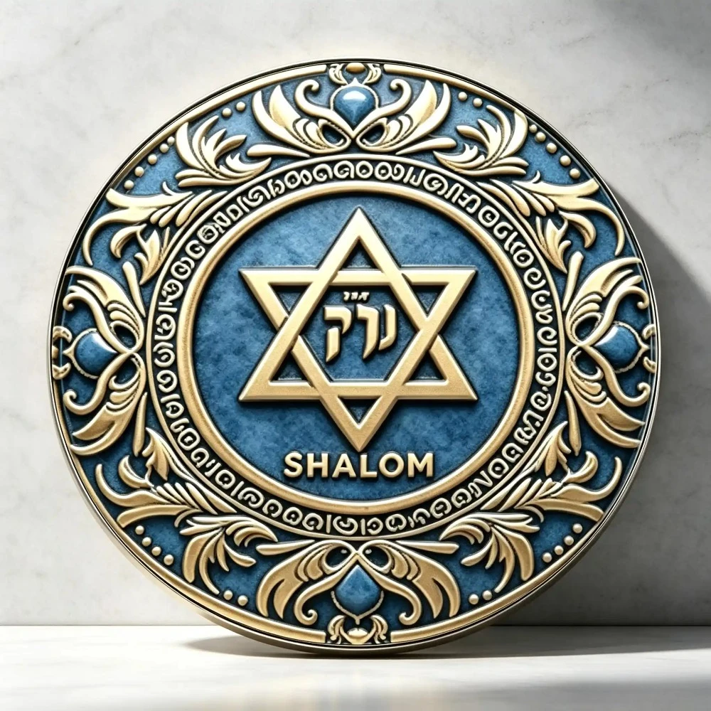 CIFBUY Vintage Star Of David Hebrew Aluminum Wall Art Waterproof Durable Home Office Room Decor