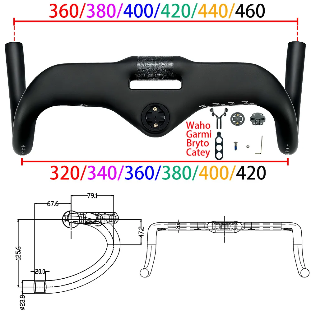 Vollcarbon-Rennradlenker 7 ° Vollständig interner Lenker für Fahrräder, 360 mm, mit Computerhalterung, Fahrradlenker, Fahrradteile – Detail 4