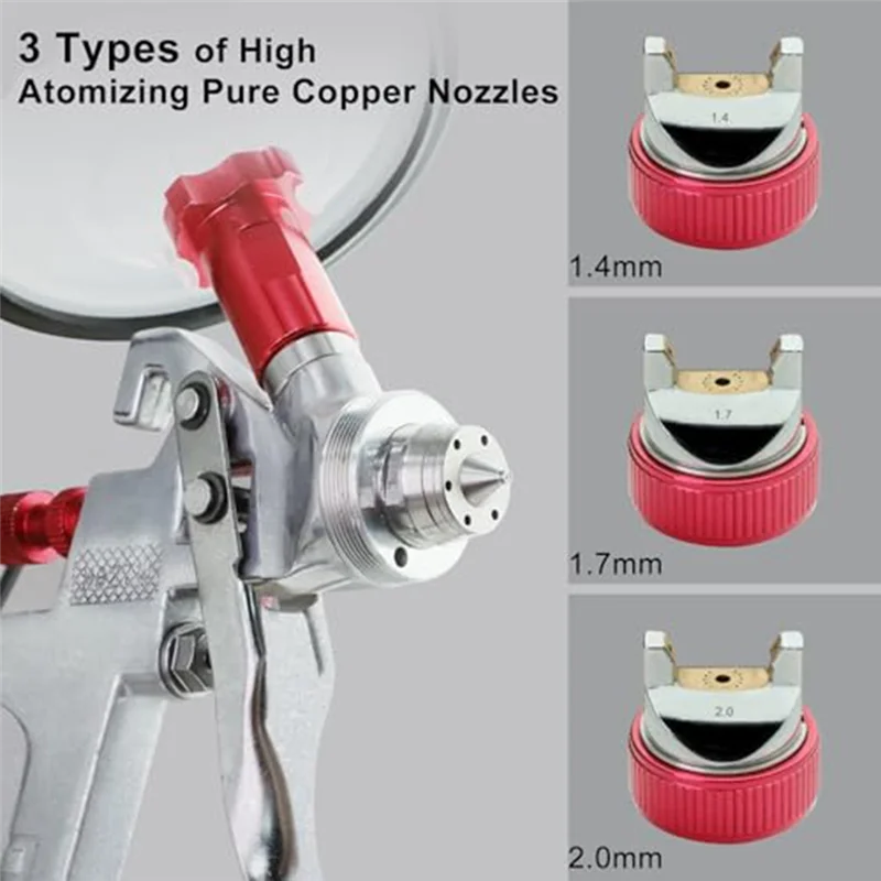 

ABGG-Paint Sprayer With Paint Mixing Cup, Paint-Gun Kit Contain 1.4 1.7 2.0 Mm Nozzles 10 Disposable 600ML Cups