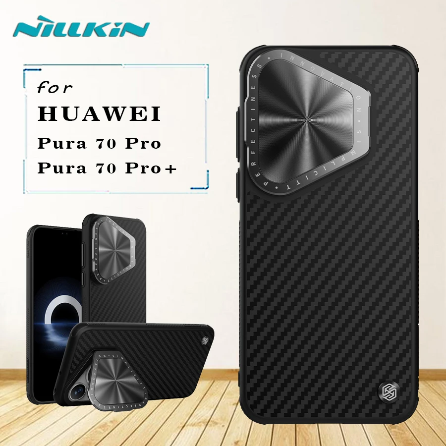 

for Huawei Pura 70 Pro / Pro Plus 5G case Nillkin Carbo fiber Prop 360 full Camera Protection with Stand Back cover for Pura 70