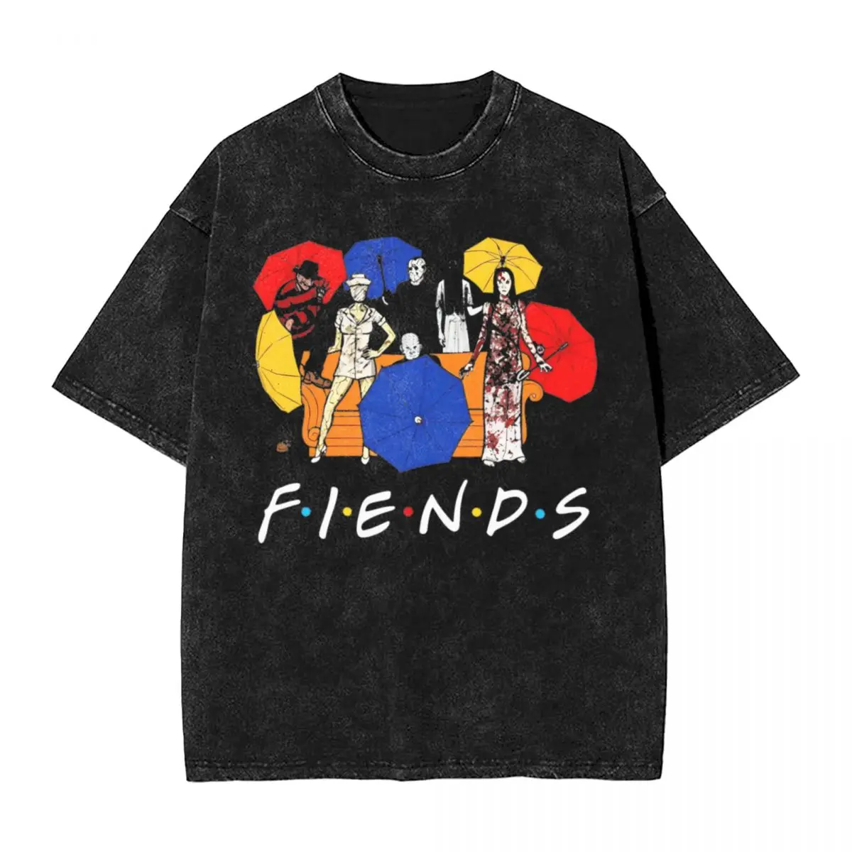

Washed T Shirts Friends Stephen King Halloween Hip Hop Novelty T-Shirts Streetwear Short Sleeve Tops Tee Shirt Men Women