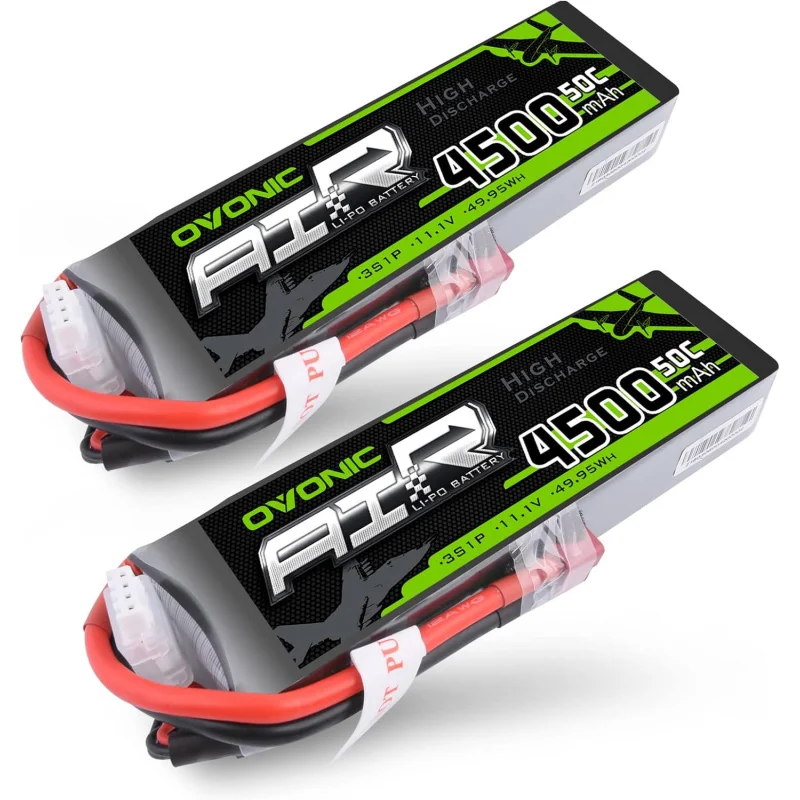 OVONIC 3S Lipo Battery 50C 4500mAh 11.1V Lipo Battery with Dean-Style T Connector for RC Car Truck Boat Airplane Helicopter Quad