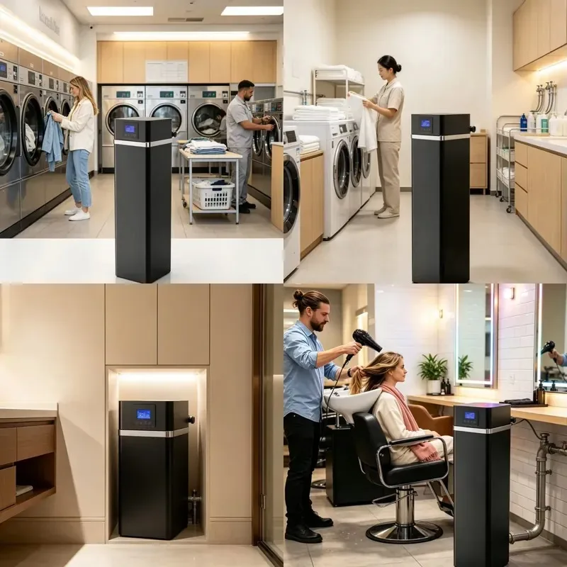Commercial water softeners, electric high-flow central water softeners, ion exchange salt-based resin water softeners