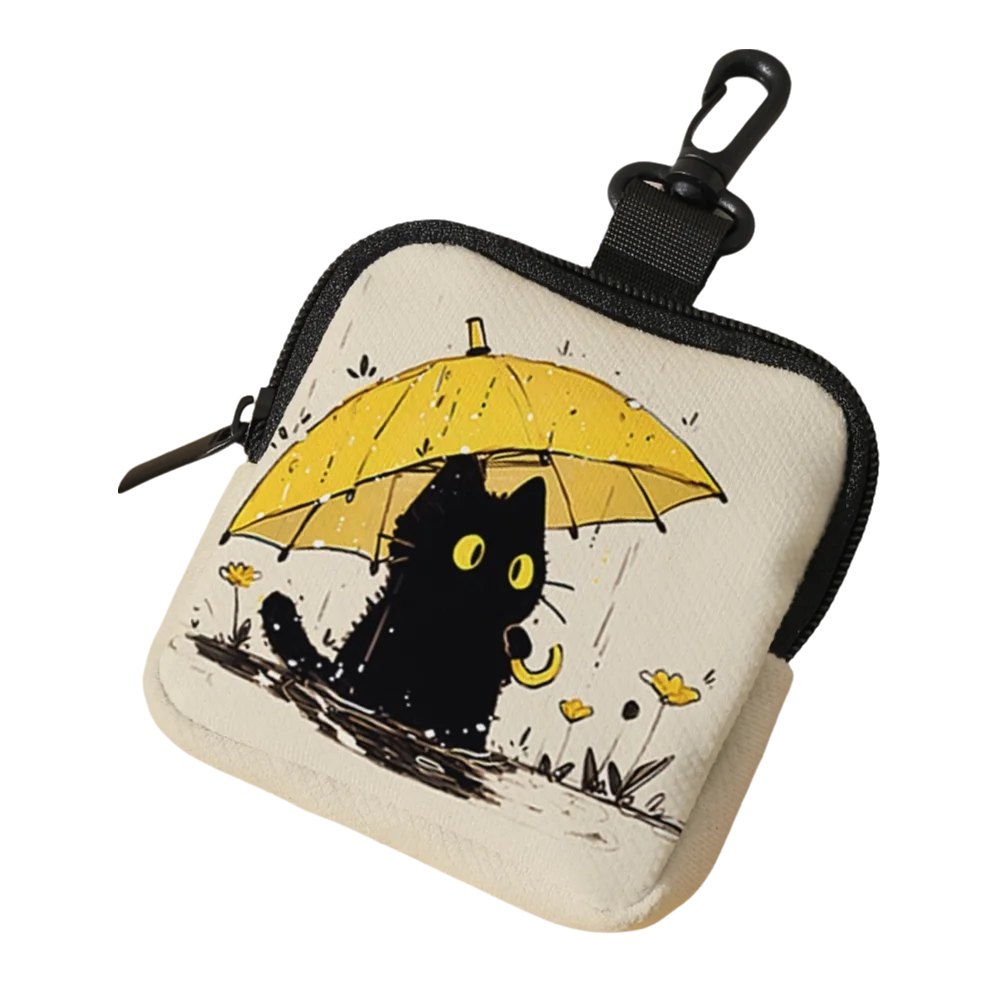

New Mini Coin Purse Cat Print Artificial Leather Earphone Bag Portable Waterproof Wallet Friends Gift