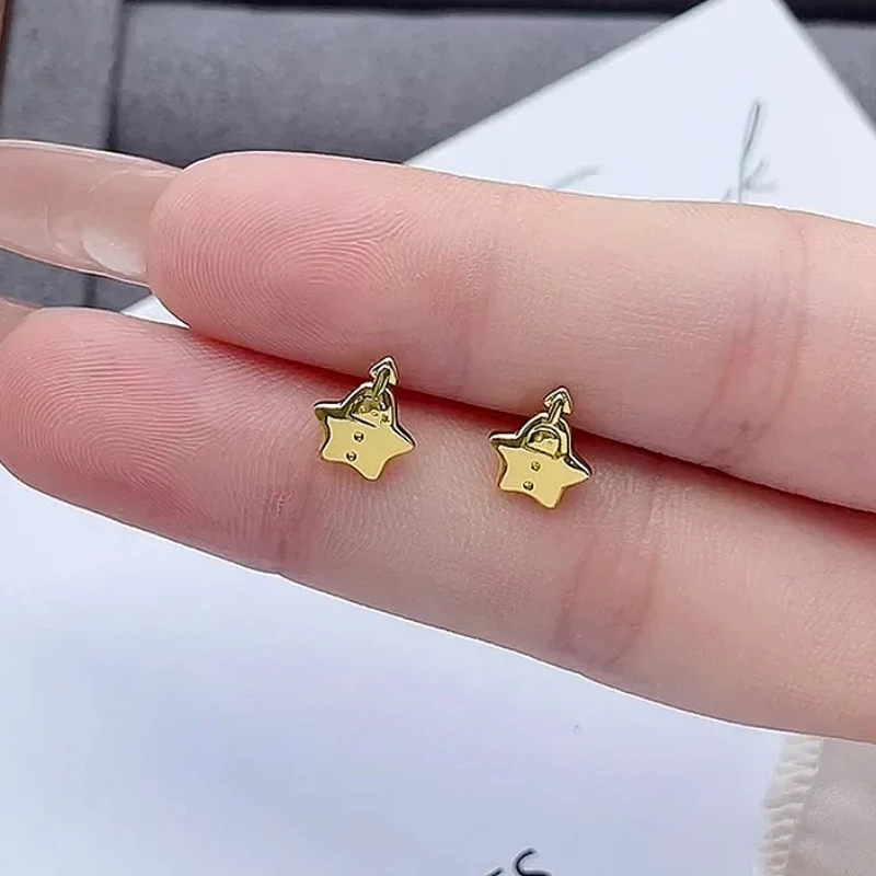 

925 Sterling Silver Korean Version Chic Cartoon Stars Stud Earring for Women Fine Jewelry High Luxury Vintage Accessories
