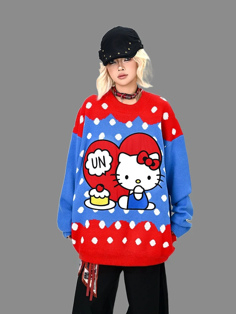25/26 Nuovo Sanrio Hello Kitty Theme Brutto maglione Festa di Natale Felpa con cappuccio Famiglia oversize per adulti Autunno/Inverno Top