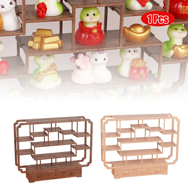 

Mini Antique Shelf Ornaments Dollhouse Simulation Display Stand Storage Shelf Model Doll Furniture Micro Scene Decor Props