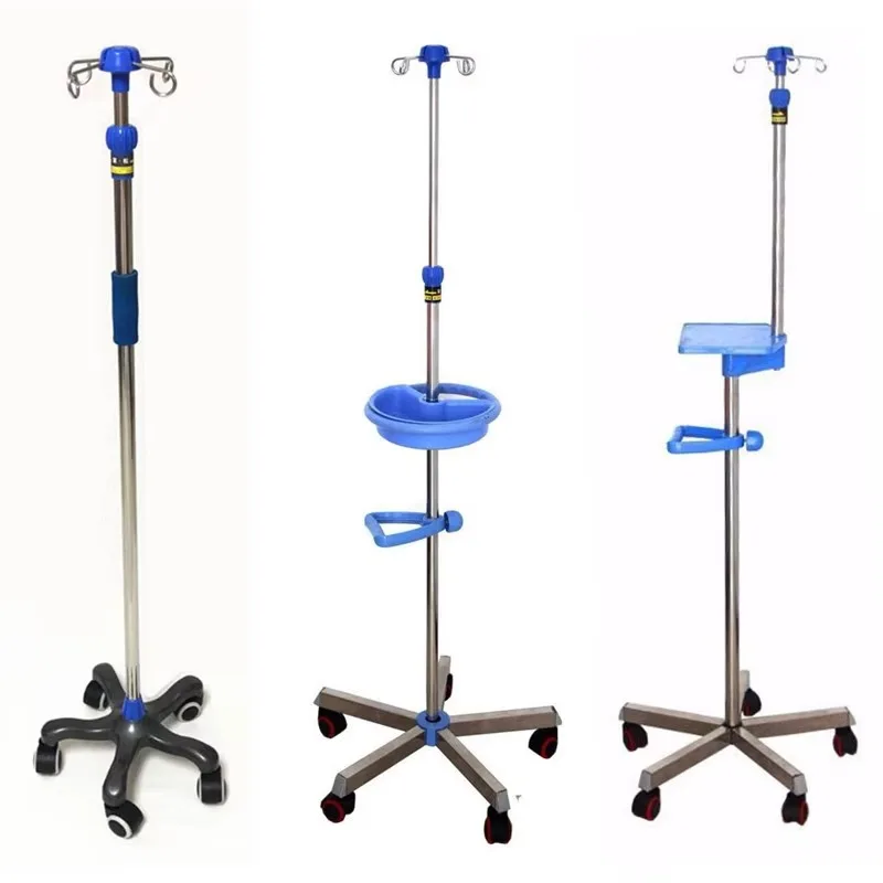 

Medical Stainless Steel Infusion Stand Drip IV Stand with Four Hooks