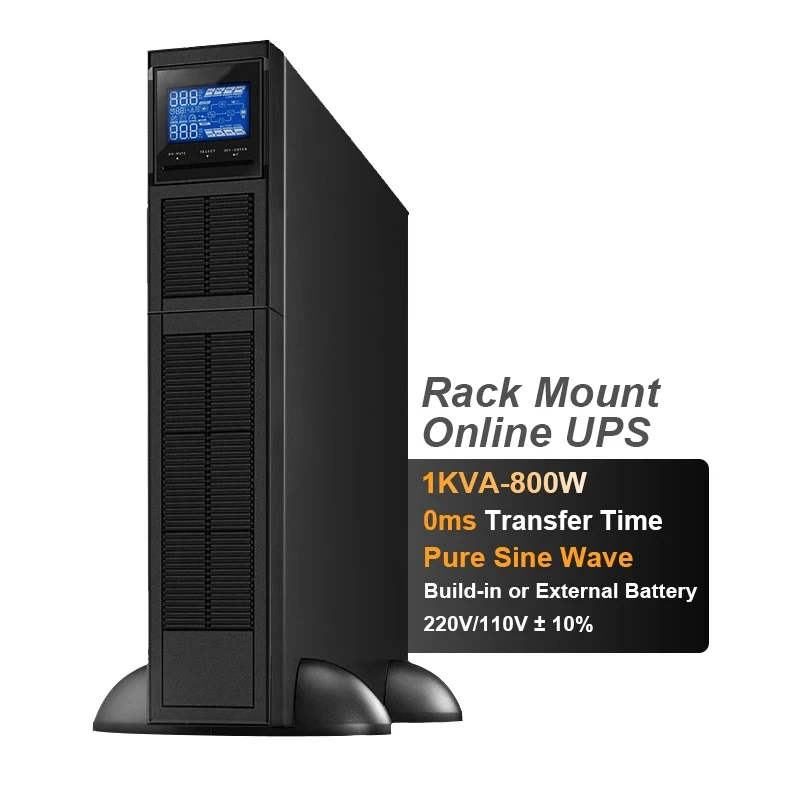 1kva 800w Security Monitoring Single Phase Telecommunications Rack Mounted Online Ups For Cctv Camera System