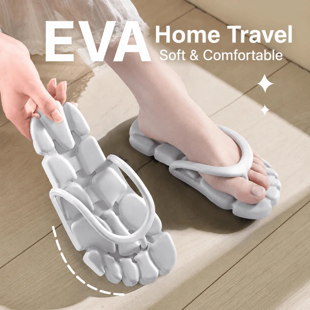 Fashion Portable Folding Flip-flops EVA Soft-Soled Men's Slippers Non-slip Solid Color Beach Sandals Travel,Indoor,Outdoor