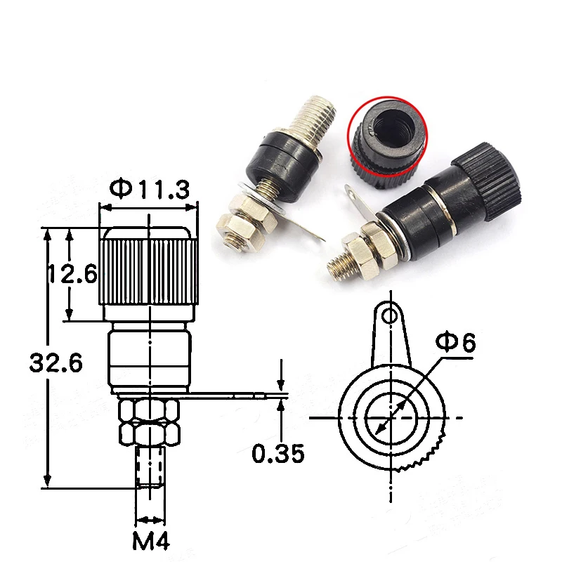 5PCS Terminal Blocks JS-910B 4mm Amplifier Terminal Connector Binding Post Banana Plug Jack Mount Black 5 Red 5