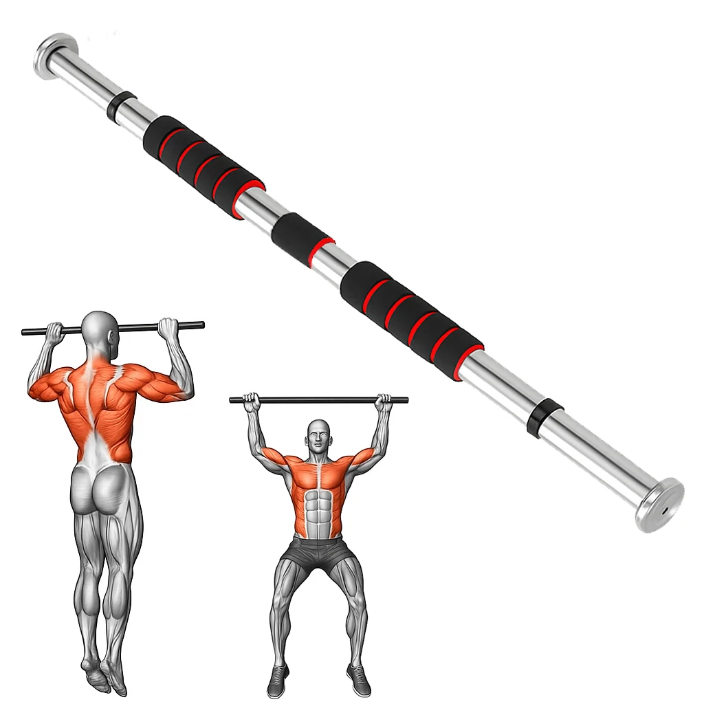 Barra dominadas ajustable, Barra dominadas marco de puerta, Barra de tracción Fitness, barra de dominada para entrenamiento de fuerza, Soporta 150Kg, Ancho ajustable de 80 cm a 130 cm， 60 cm a 100 cm