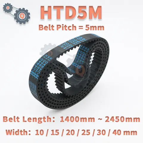 HTD 5M Timing Belt Length 1400mm to 2450mm 5M Belt Width 10mm 15mm 20mm 25mm 30mm 40mm for CNC HTD5M Closed Loop Rubber Belt 5M