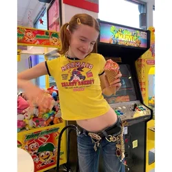 T-shirt Hip Hop Top EMO Spicy Girl Y2k Crop top Harajuku Graphic Print Grunge Goth Vintage Baby Tee Punk Streetwear Short Sleeve