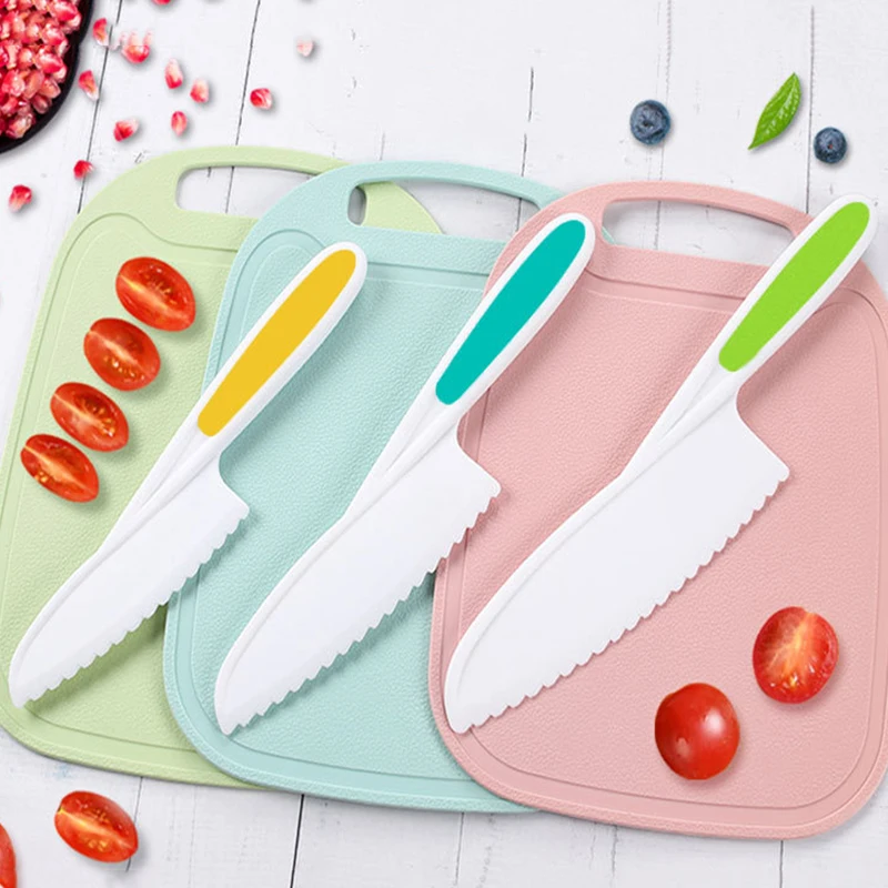 Three Piece Set Of Kids Cake Cutter Vegetable Cutting Knife Plastic Fruit Knives Children DIY Peeler Tools Kitchen Accessories