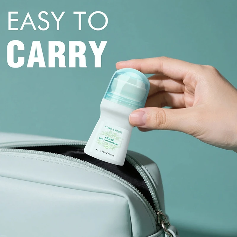 Flora Ruby Light Green Series Deodorant Roll On Aluminum Free Unisex Deodorant for Men Women Portable Travel Size 1PC