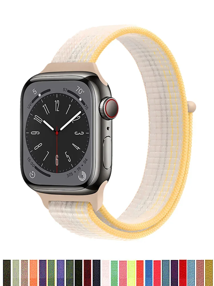 

Спортивный нейлоновый ремешок с петлей для Apple watch, ремешок 40 мм, 38 мм, 41 мм, 44 мм, 45 мм, 49 мм, 42 мм, тонкий браслет iwatch series se 8 7 6 5 4 3 ultra
