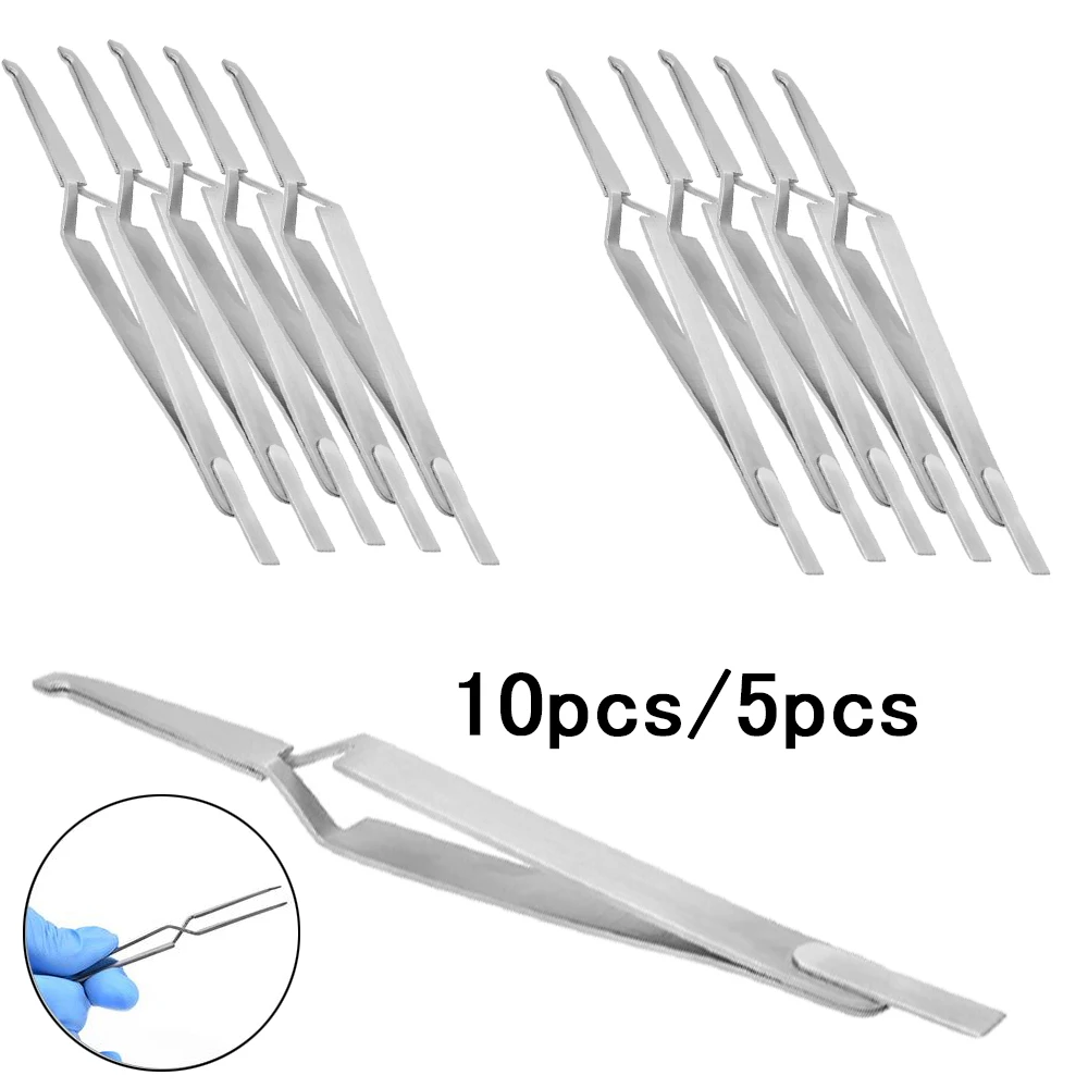5/10PCS Dental Bracket Tweezers Orthodontic Reverse Action Serrated Stainless Steel Dental Tools for Dentist Clinic