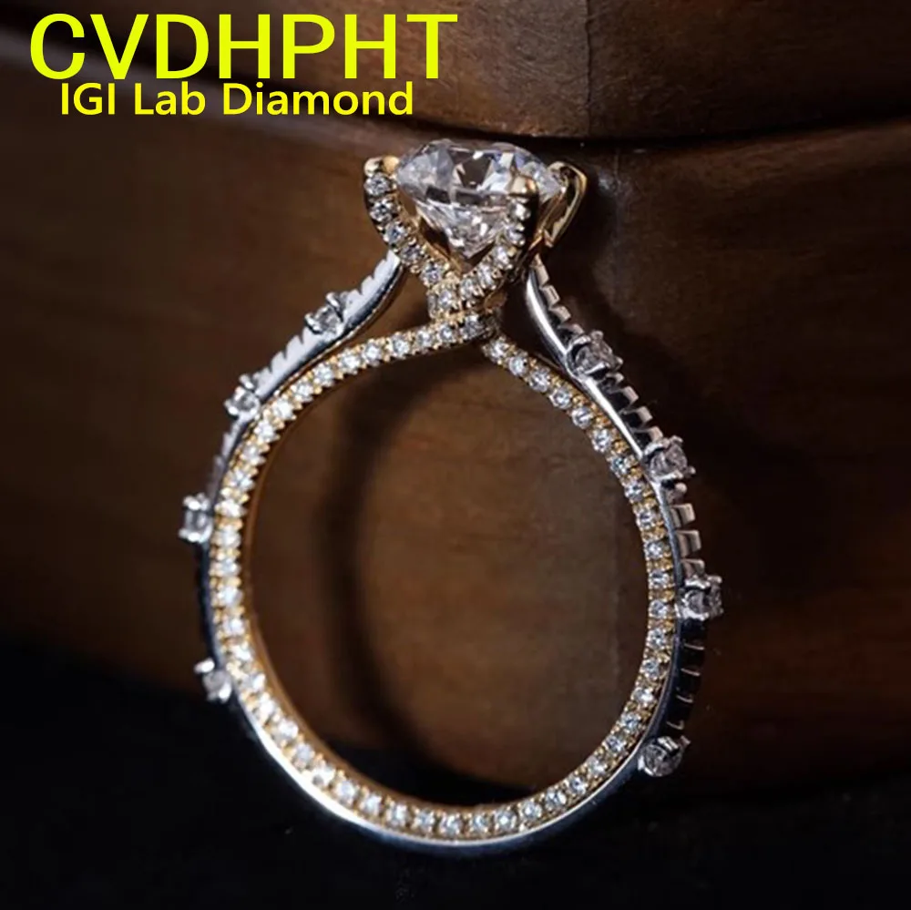 

1 2 3 4 Carat real Solid 14K white gold Lab grown dimaond ring IGI round shape D VS1 Wedding engagement ring