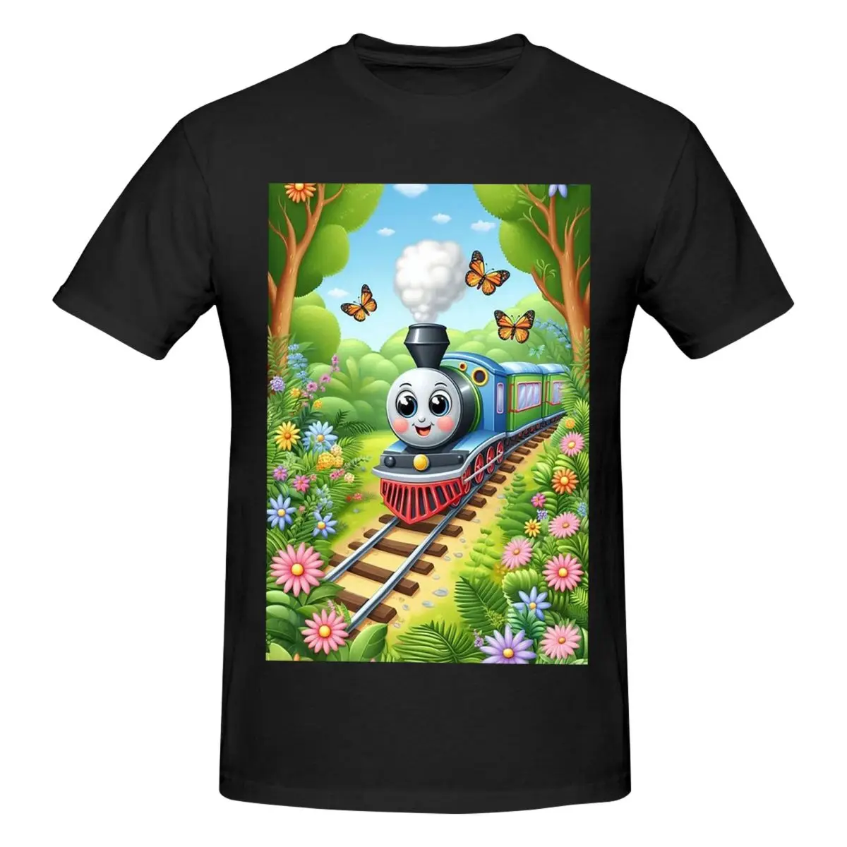 Little Railway Men T-Shirt Classic Oversized T Shirts Men's Crew Neck Cotton Tees Short Summer Male