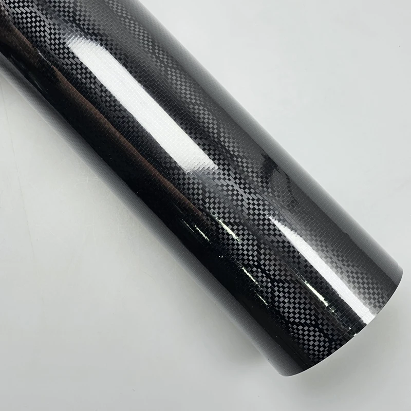 

PET high gloss forged diamond shaped black carbon fiber center console interior bright black full body film