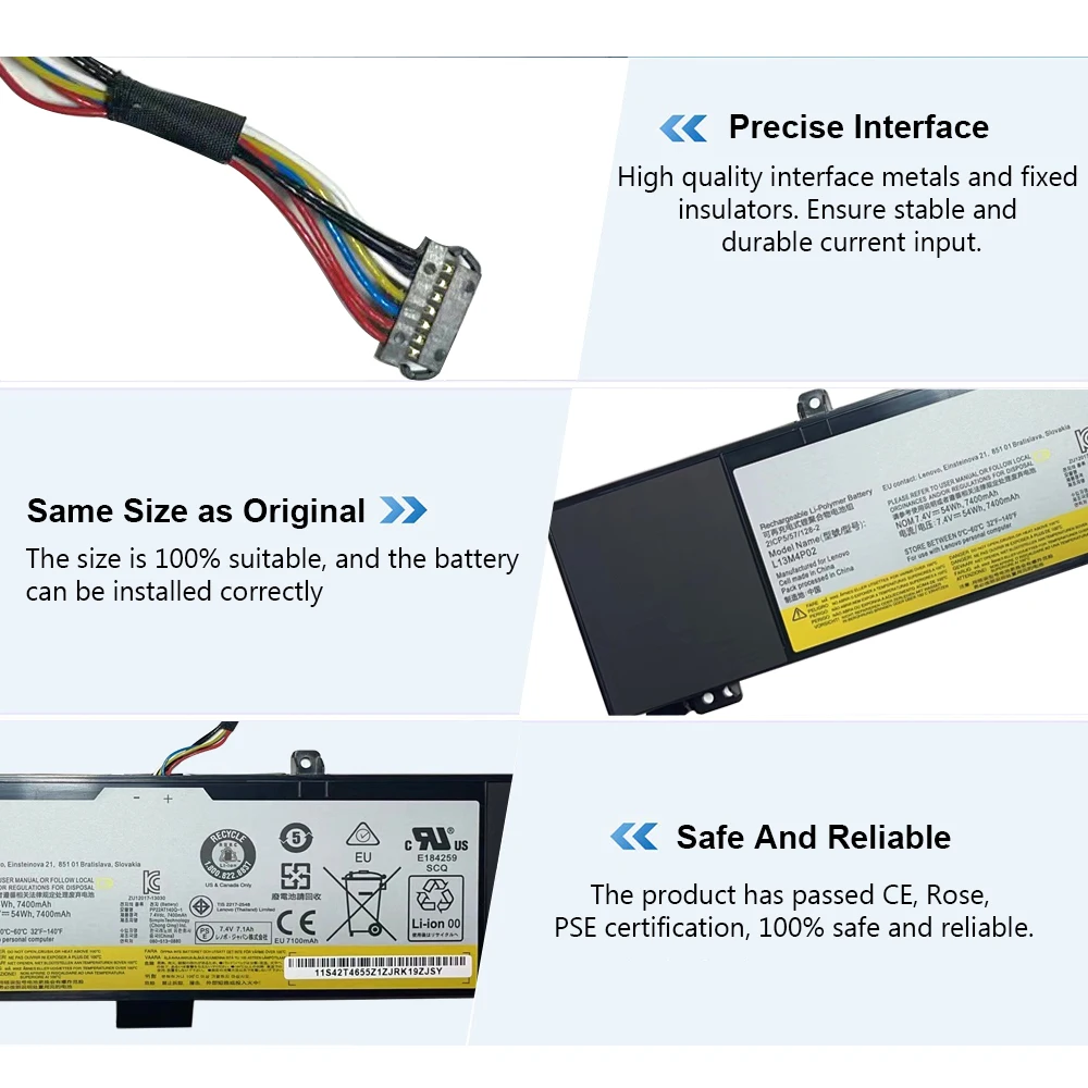 Imagem -05 - Liscn L13m4p02 L13n4p01 Bateria do Portátil para Lenovo Erazer Y50 Y5070 Y5080 Y50p Y50p-70 Y70 Y70-70 121500250 Tablet 74v 54wh