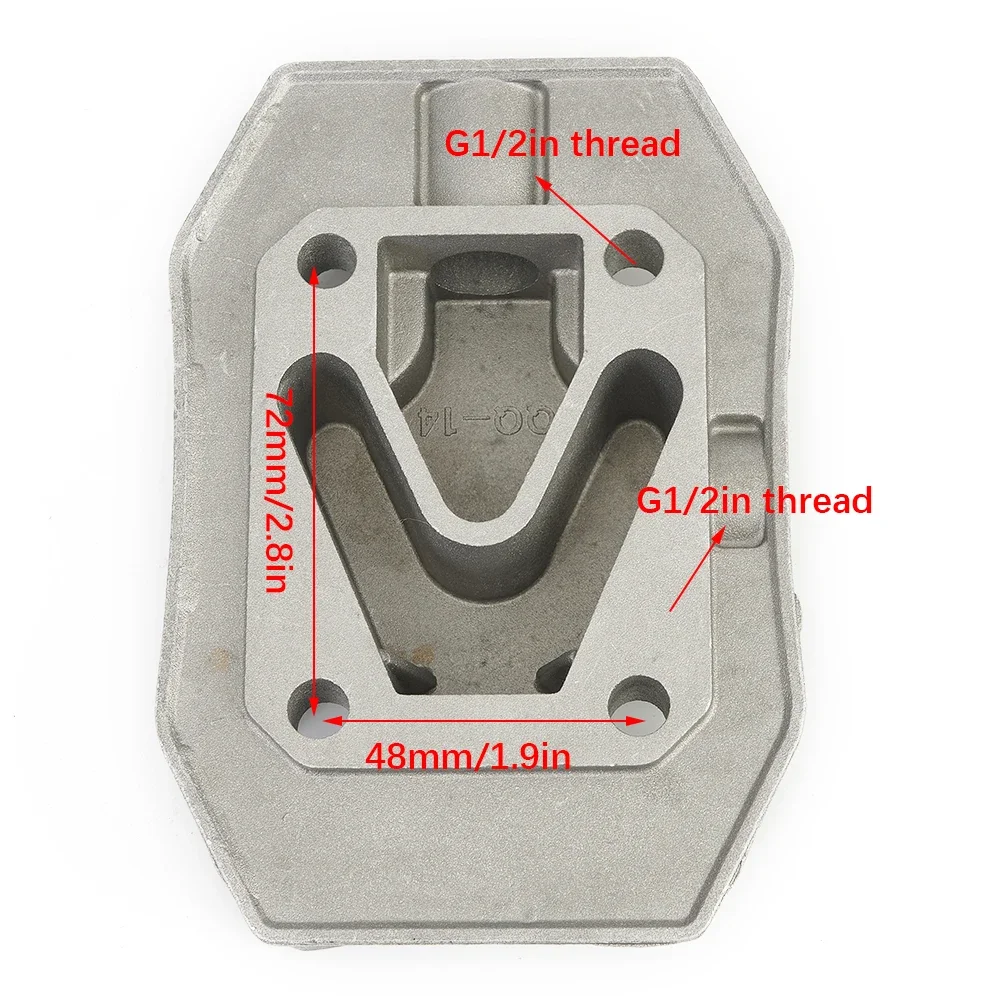 48X72mm Cabeça de Cilindro Compressor de Ar G1/2in Thread Cooling Cover Peças Sobressalentes Ferramentas Elétricas Pneumáticas Acessório