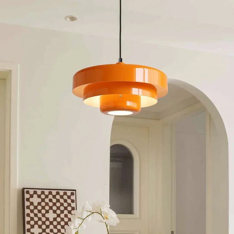 Medieval Retro Orange Pendant Lamp Dining Room Restaurant Home Decor LED Ceiling Chandelier Lighting for Cafe Bar Hanging Lights