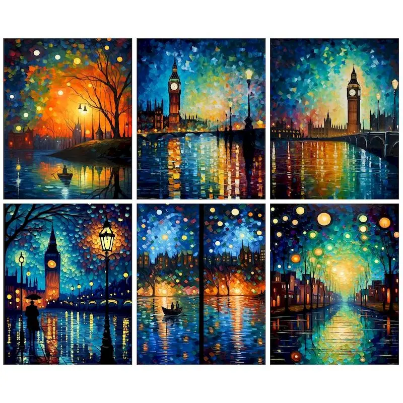 

SDOYUNO Oil Painting By Numbers For Adults Landsape Acrylic Paints Set Diy Frame Coloring By Numbers Home Deors Unique Gift