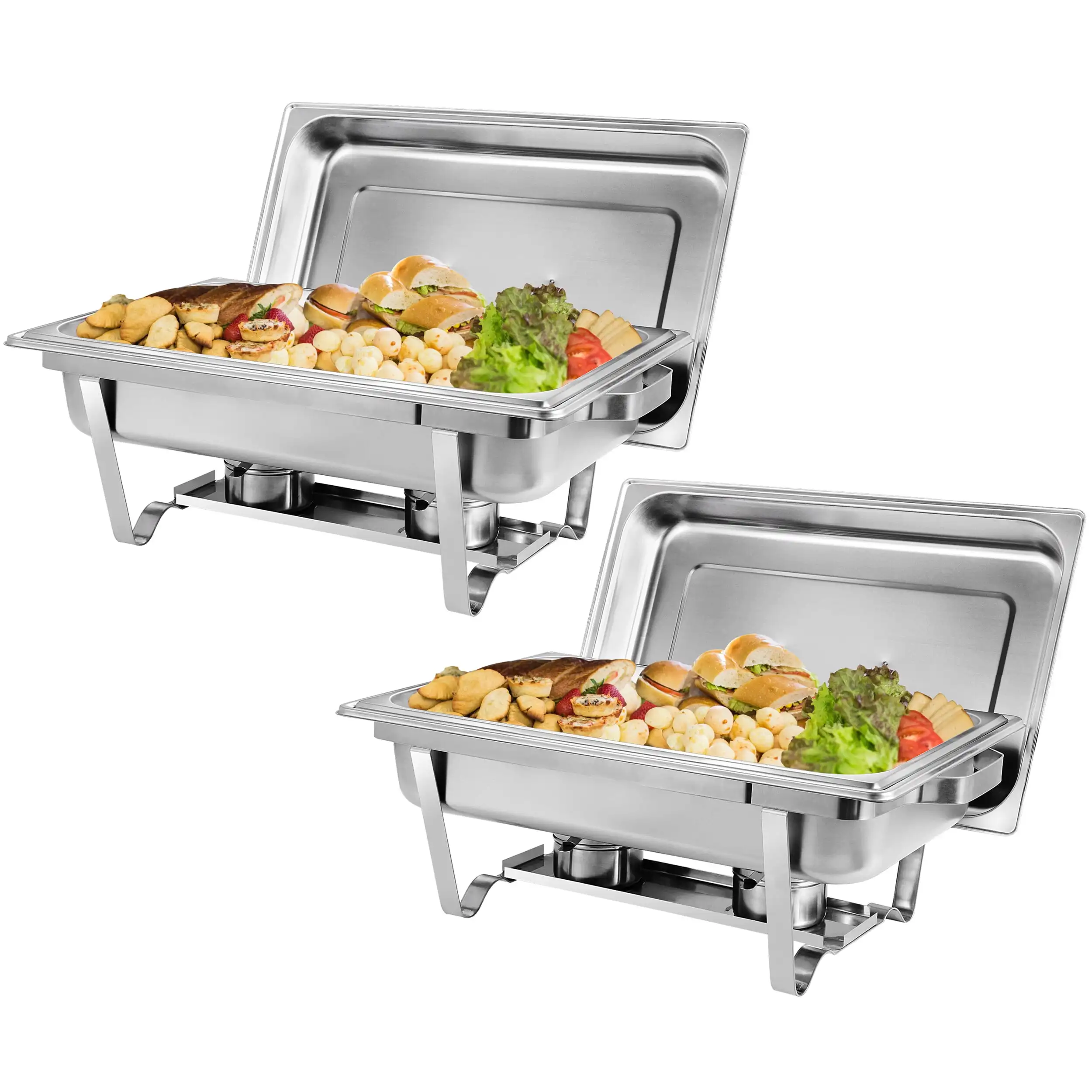 

2-Pack Full Size 8 Qt. Stainless Steel Chafing Dishes with Durable Frames