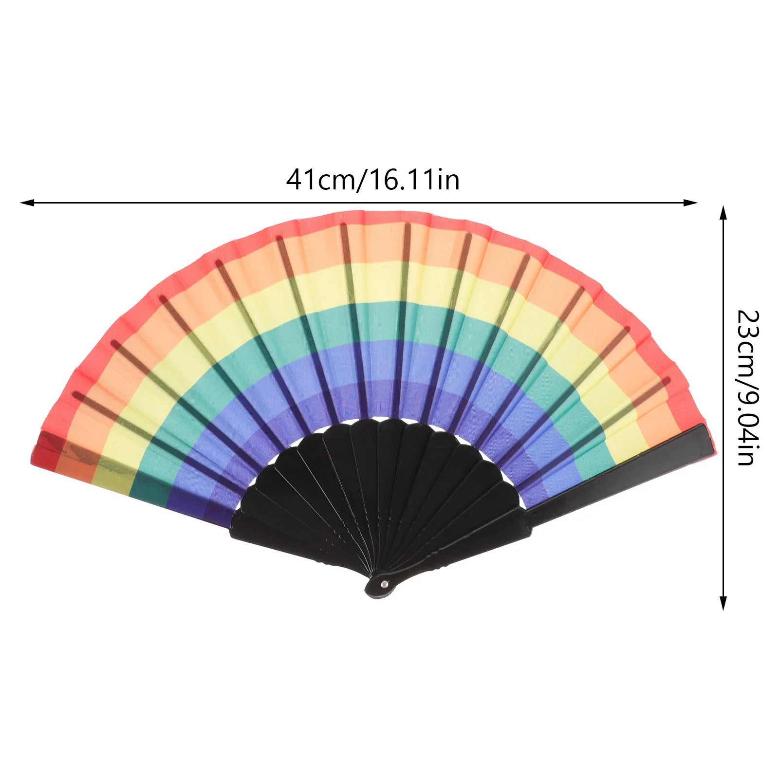 Rainbow Folding Fan Premium Plastic Cloth Handheld Decorative Fan for Pride Party Wedding Dance Performance Photo Prop Stage
