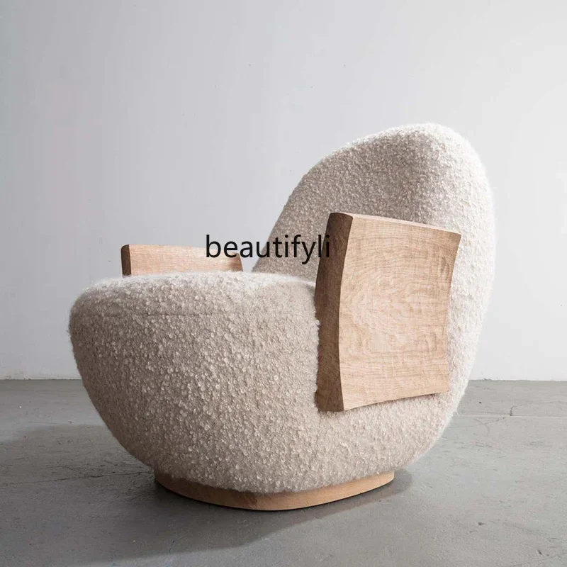

Designer Single Fabric Couch Small Apartment Living Room Bedroom Balcony Simple Cream Style Leisure Chair