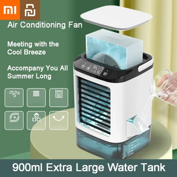 샤오미 유핀 데스크탑 에어컨, 휴대용 듀얼 스프레이, 초음파 분무, 3 단계 속도 음소거 에어 쿨러, 야간 조명 전기 선풍기
