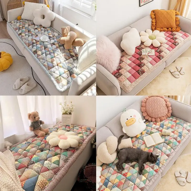 Couch Protective Covers Soft Comfortable Cotton Couch Covers Self Adhesive Non-Slip Living Room Sofa Towel Cushion Mat