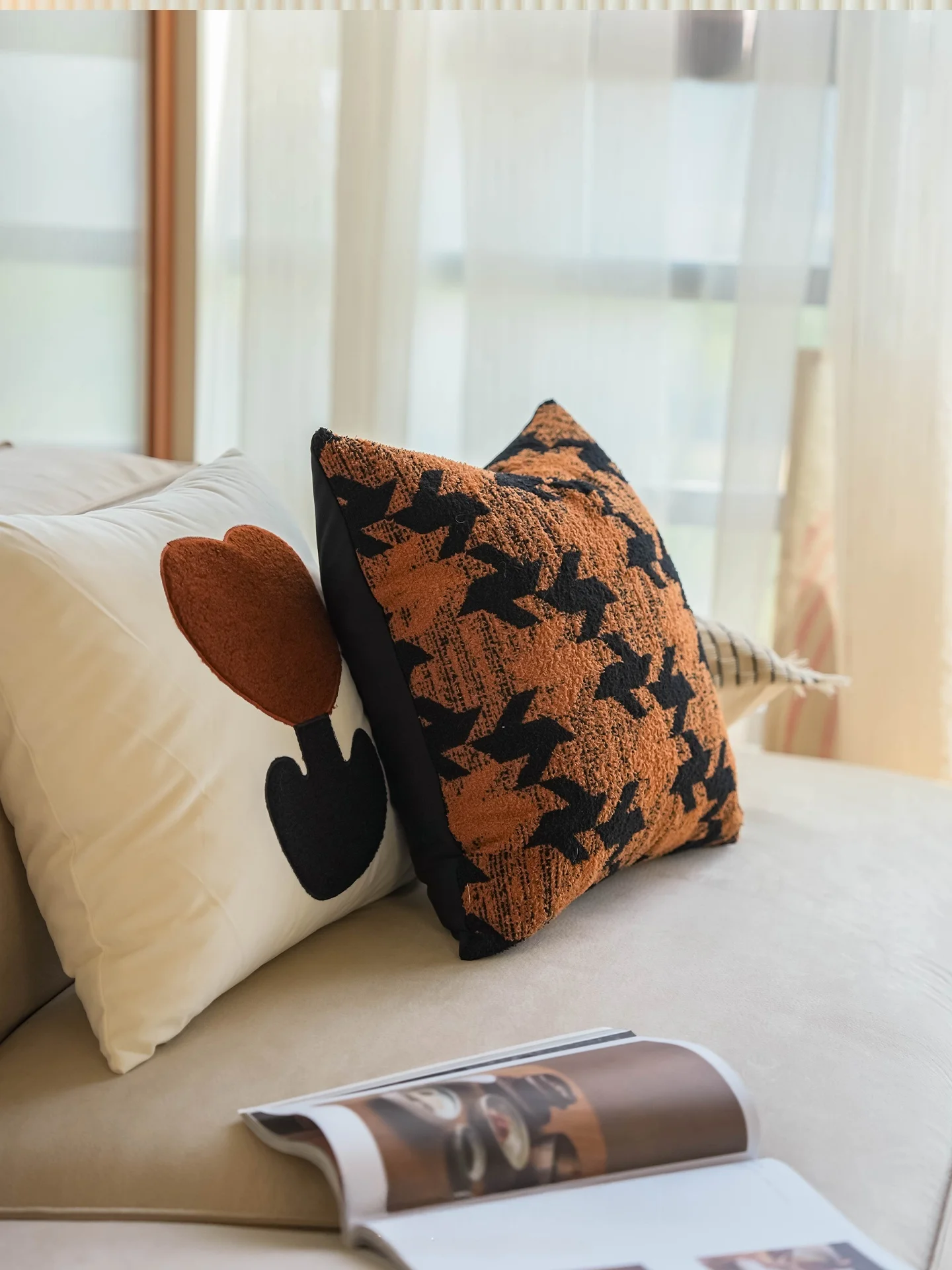 Modern Minimalist Style Creamy Color Wood Grain Pillowcase Sofa Pillow Square Cute Window  Cushion Car Use Waist Pillow