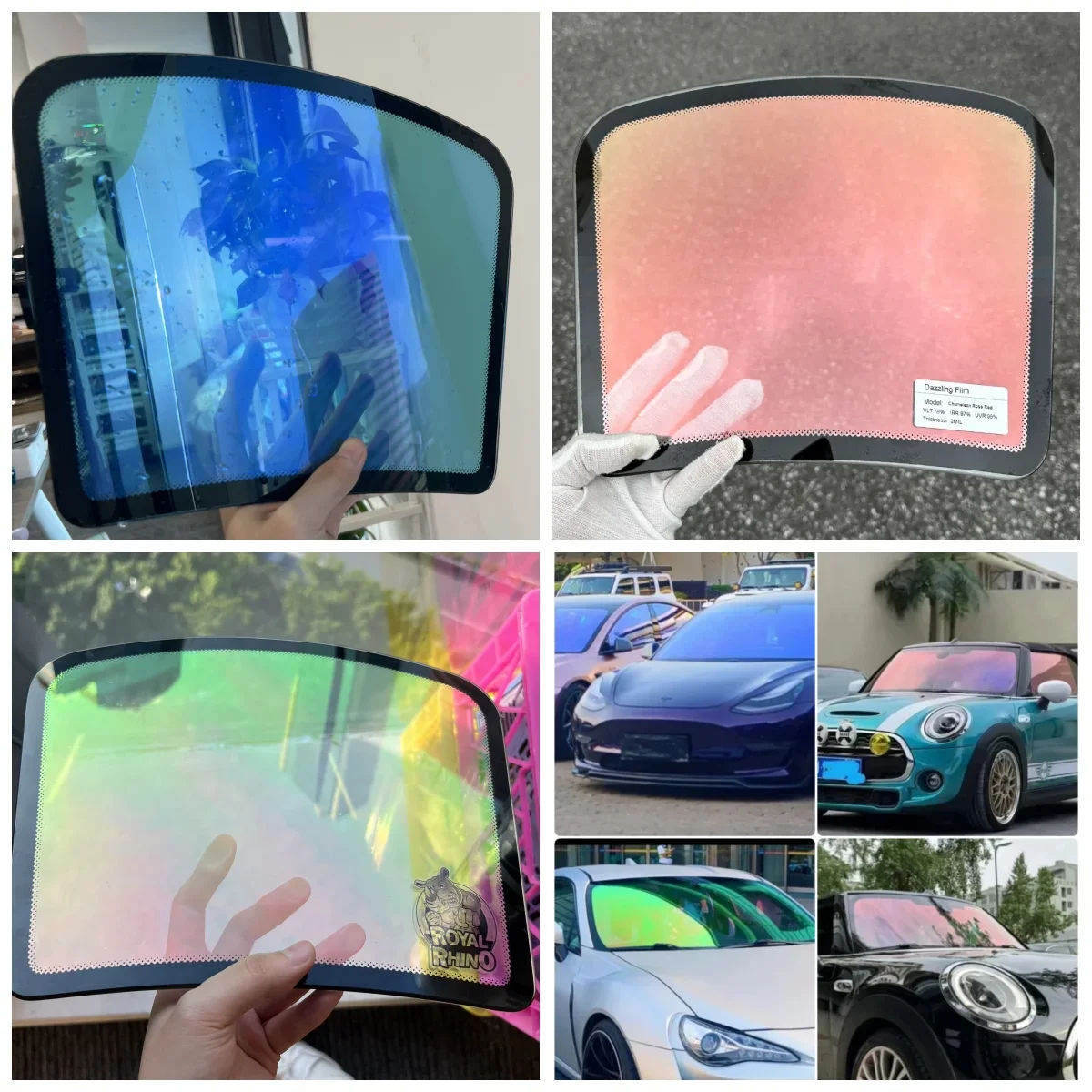 Green/Blue/Red Chameleon VLT 64~78% Windscreen Foils Car Front Rear Window Tint Windshield Protection Solar Tinting Film