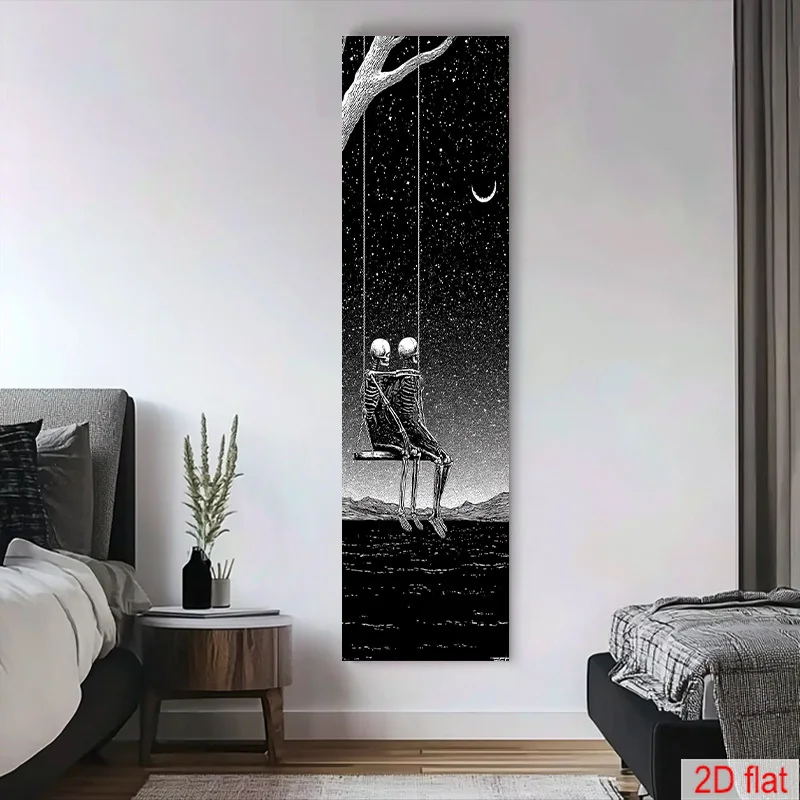 Tapestry Custom Tapestry Anime Skull Under The Stars Couple Swing Bedroom Decoration Home Wall Ideal Holiday Gift