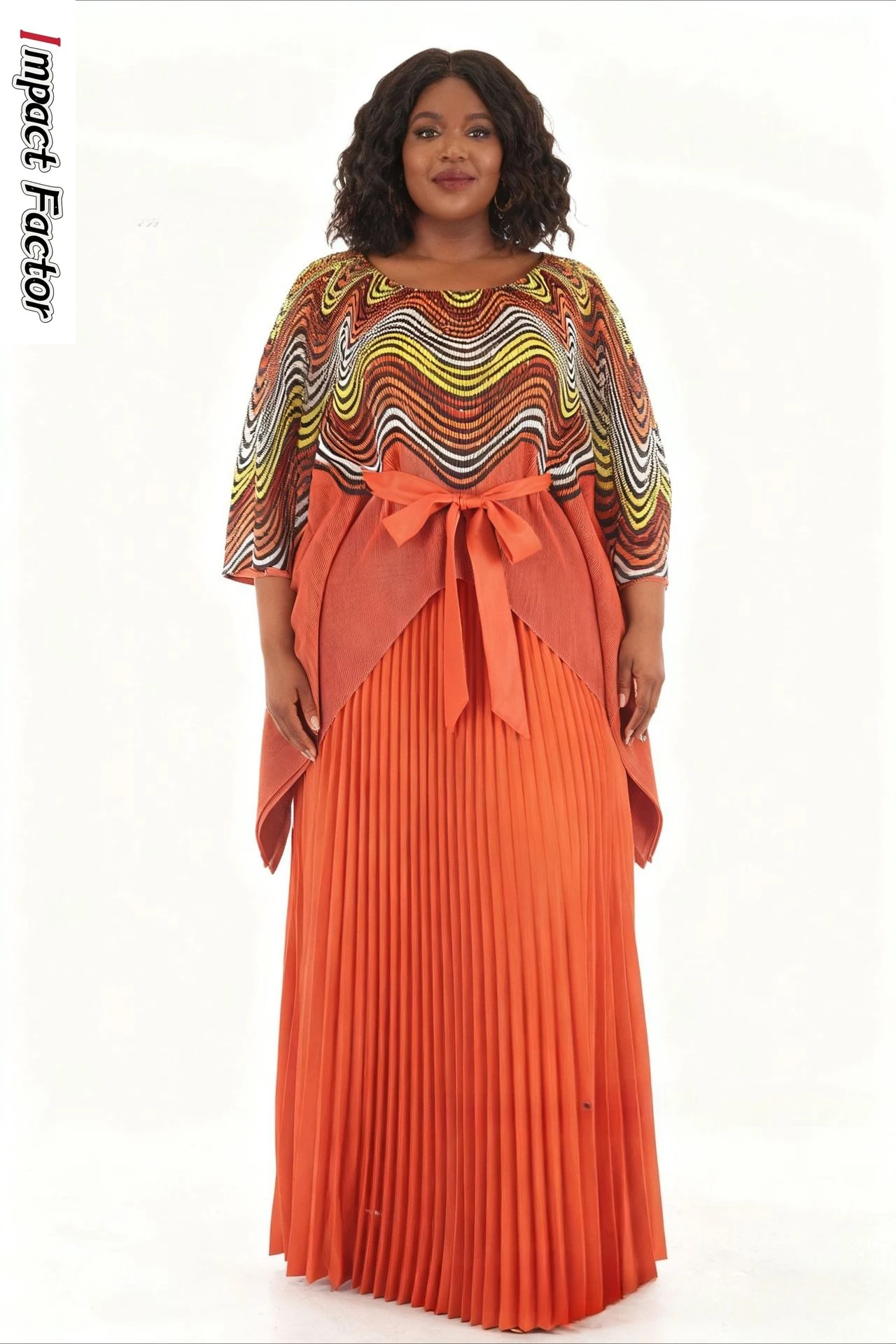 Miyake Summer Pleated African Women's New Color Matching Suit Fashion Top Skirt Casual Loose Two-piece Set