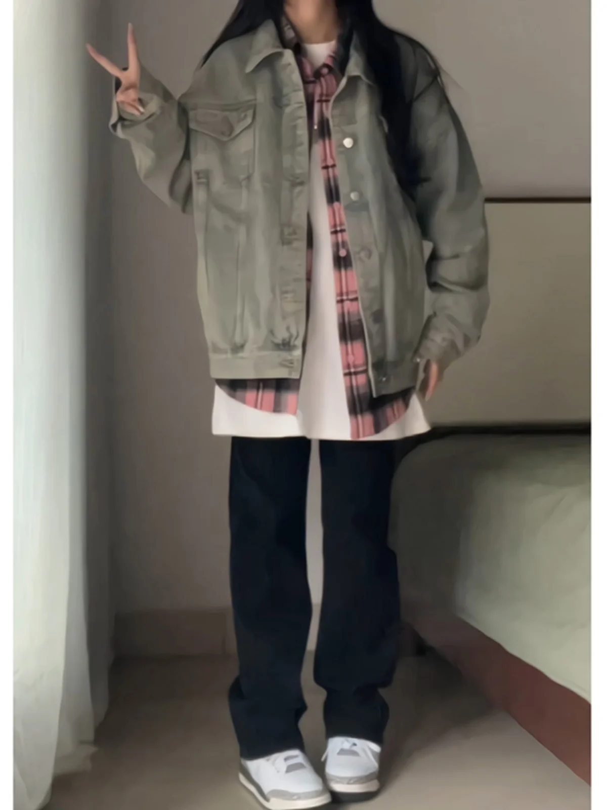 

Retro American Denim Jaet Men's High-End ort Sle Spring Autumn Workwear Jaet Pure Color Long Sve Loose Fit