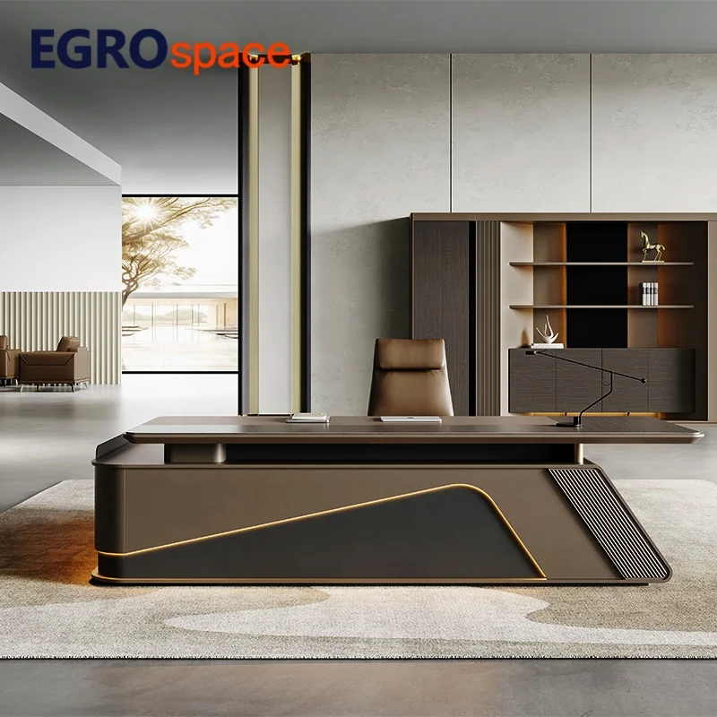 

Стол руководителя класса люкс: дизайнерский офисный стол из шпона дерева для генерального директора